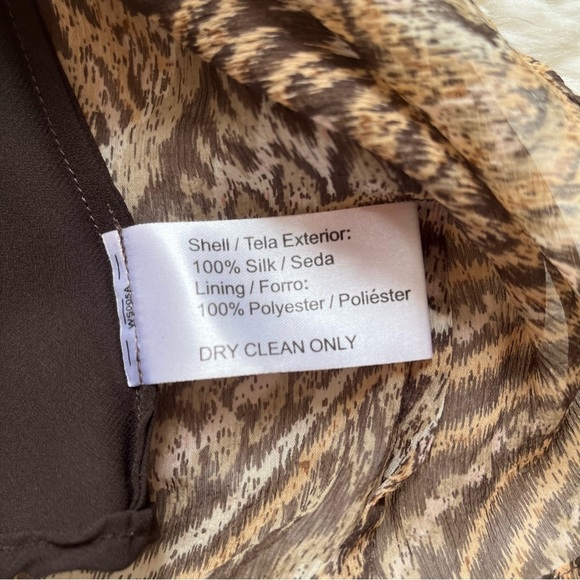 Oscar de la Renta Brown and Tan Midi Dress Size 14 - Picture 9 of 9
